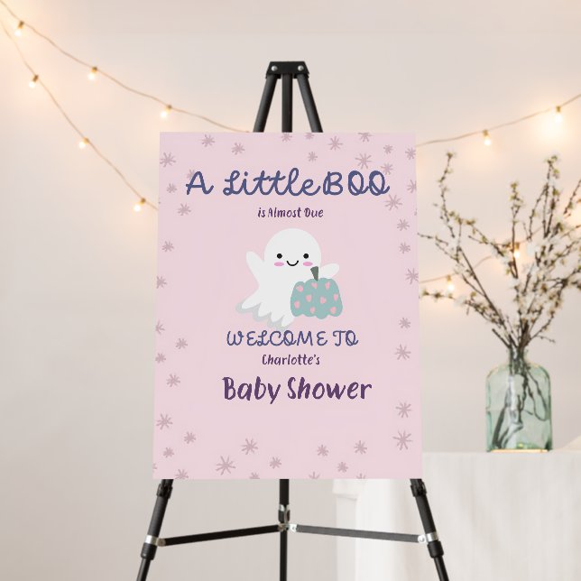 Pink halloween baby boo shower welcome sign  (In Situ (Stand))