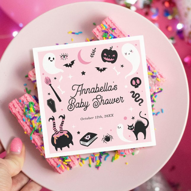 Pink Halloween Baby Girl Shower Napkins (Creator Uploaded)