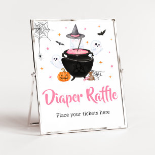 Pink Halloween Baby is Brewing Diaper Raffle Poster