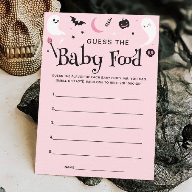 Pink Halloween Baby Shower Baby Food Game Card (Creator Uploaded)