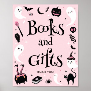 Pink Halloween Baby Shower Books and Gifts Poster