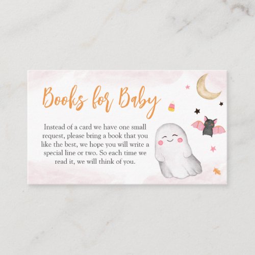 Pink Halloween Baby Shower Books for Baby Enclosure Card
