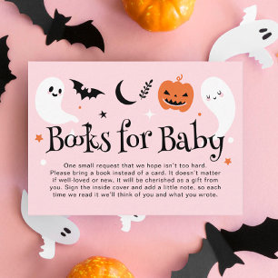 Pink Halloween Baby Shower Books for Baby Enclosure Card