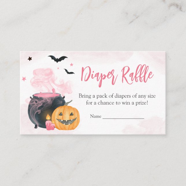 Pink Halloween Baby Shower Diaper Raffle Enclosure Card (Front)