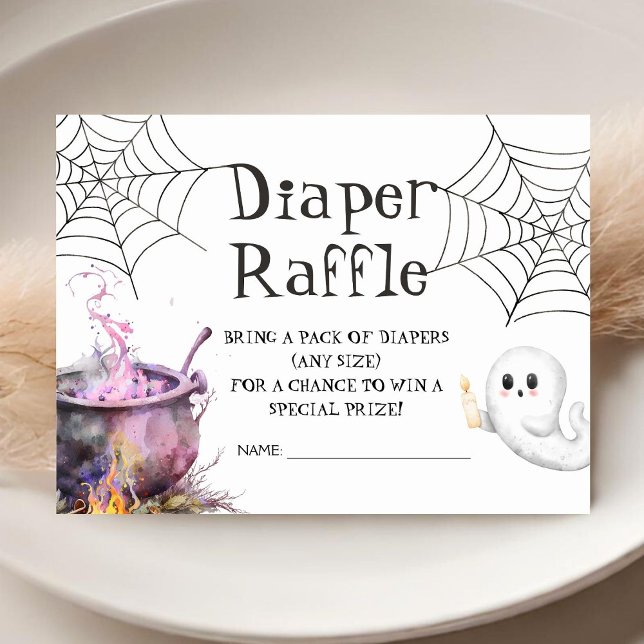 Pink Halloween Baby Shower Diaper Raffle Enclosure Card (Creator Uploaded)