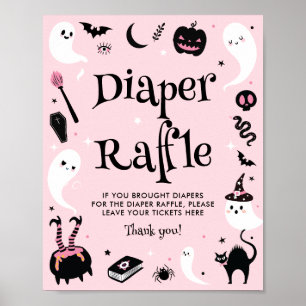 Pink Halloween Baby Shower Diaper Raffle Poster