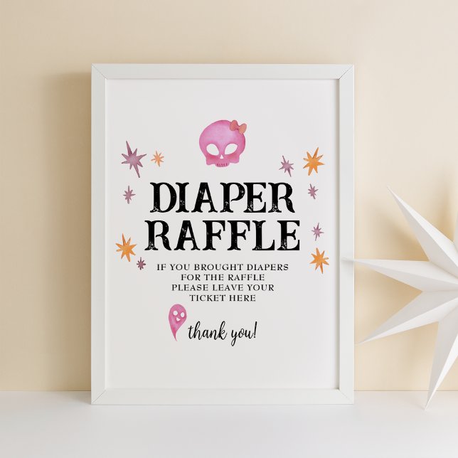 Pink Halloween Baby Shower Diaper Raffle Sign (Creator Uploaded)