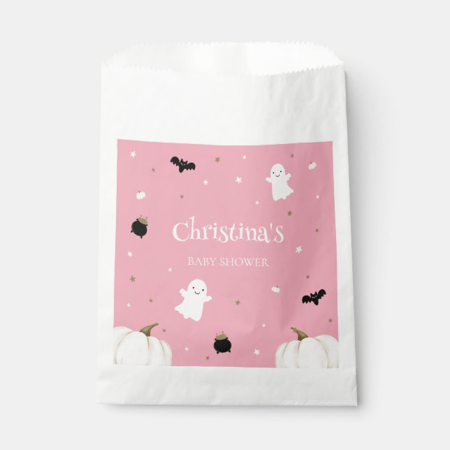 Pink Halloween Baby Shower Favor Bag (Front)
