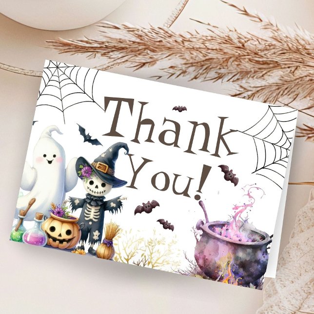 Pink Halloween Baby Shower Folded Thank You Card (Creator Uploaded)
