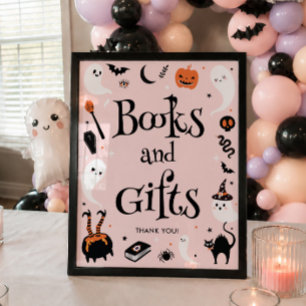 Pink Halloween Baby Shower Girl Books and Gifts Poster