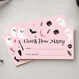 Pink Halloween Baby Shower Guess How Many Game  Enclosure Card