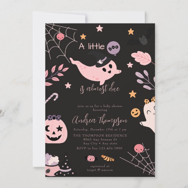 Pink Halloween Baby Shower  Invitation (Front)