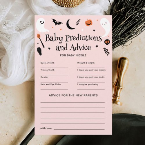 Pink Halloween Baby Shower Predictions Advice Game