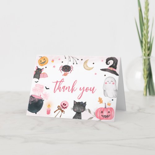 Pink Halloween Baby Shower  Thank You Card
