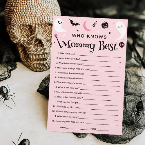 Pink Halloween Baby Shower Who Knows Mommy Game 