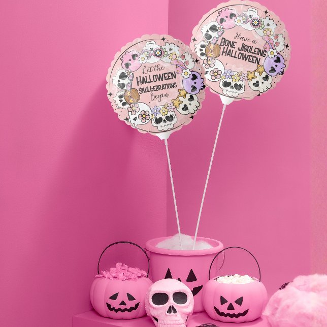Pink Halloween Balloon with Cute Skulls (Creator Uploaded)