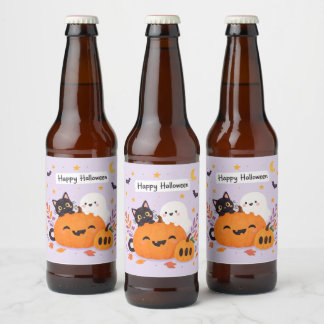 pink halloween beer bottle label