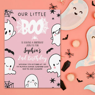 Pink Halloween Birthday 2nd – Our Little Boo Invitation