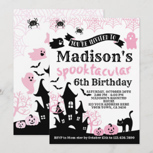 Pink Halloween Birthday Invitation