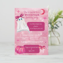 Pink Halloween Birthday Invitation For A Girl