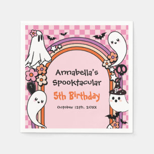 Pink Halloween Birthday Party For Kids Napkins