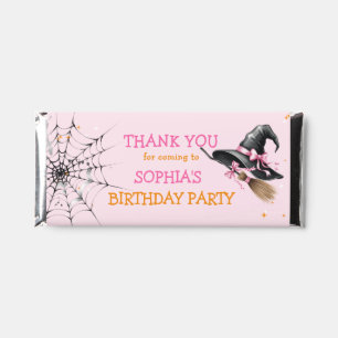 Pink Halloween Birthday Party Hershey Bar Favors