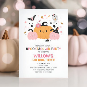 Pink Halloween Birthday Party Invitation for Girls