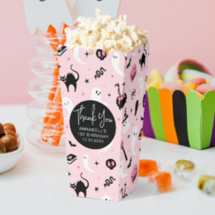 Pink Halloween Birthday Party Popcorn Favor Boxes