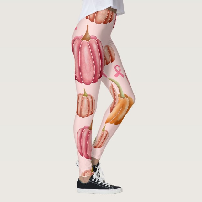  Pink Halloween Breast cancer pink ribbon Leggings (Right)
