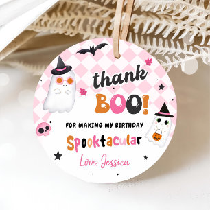 Pink Halloween Cute Ghost 1st Birthday Favor Tags
