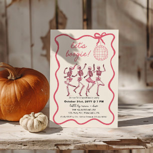 Pink Halloween Dancing Party Girly skeletons Announcement