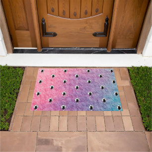 Pink Halloween Doormat by Adiela Akoo