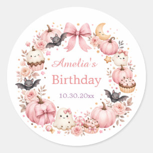 Pink Halloween Favor Sticker Little Boo Bakery