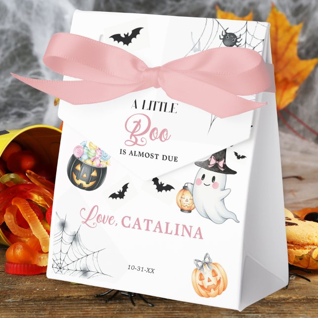 Pink Halloween Ghost Baby Shower Favor Boxes (Creator Uploaded)
