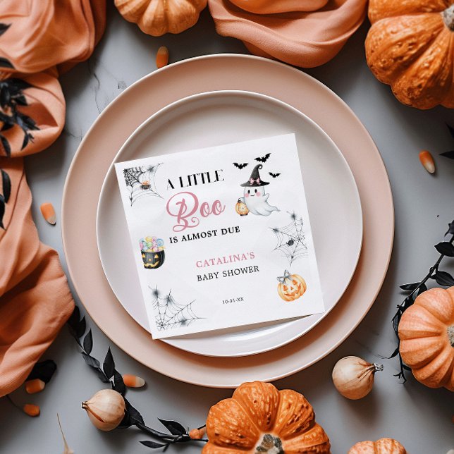 Pink Halloween Ghost Baby Shower Napkins (Creator Uploaded)