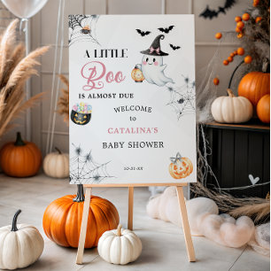 Pink Halloween Ghost Baby Shower Welcome Sign