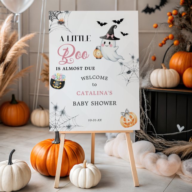 Pink Halloween Ghost Baby Shower Welcome Sign (Creator Uploaded)