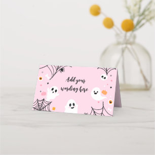 Pink Halloween Ghost Food Tents Place Card