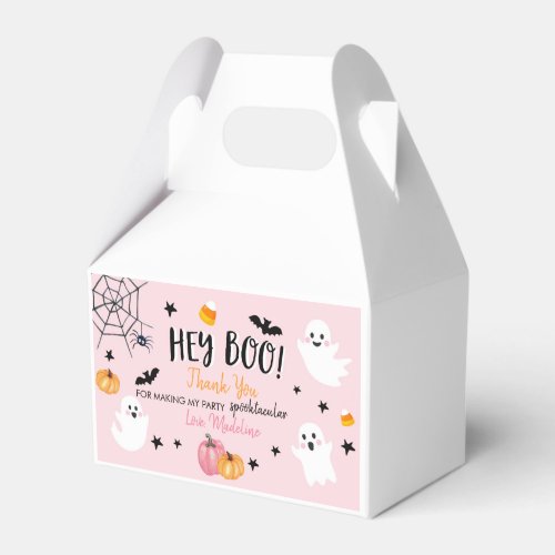 Pink Halloween Ghost Hey Boo Birthday Party Girl   Favor Boxes