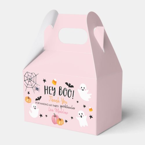 Pink Halloween Ghost Hey Boo Birthday Party Girl  Favor Boxes