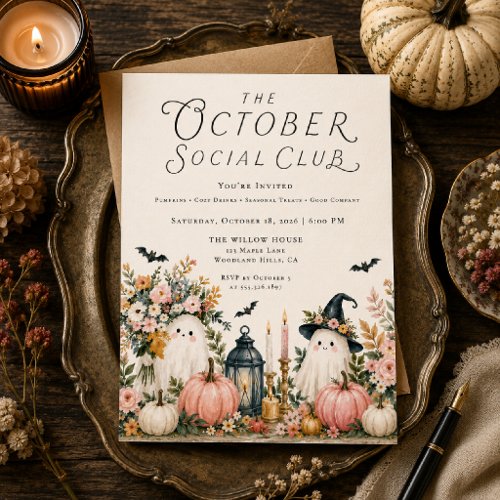 Pink Halloween Ghost Party Invitation