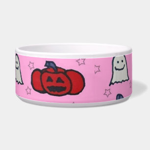 Pink Halloween Ghosts, Bats, and Jack o Lanterns Bowl