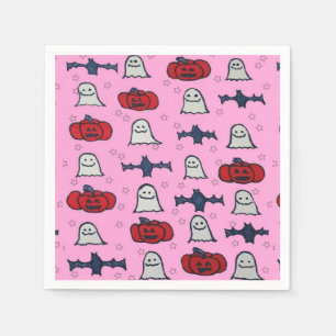 Pink Halloween Ghosts, Bats, and Jack o Lanterns Napkins