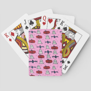 Pink Halloween Ghosts, Bats, and Jack o Lanterns  Poker Cards