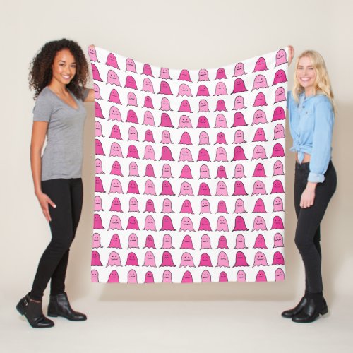 Pink Halloween Ghosts Fleece Blanket