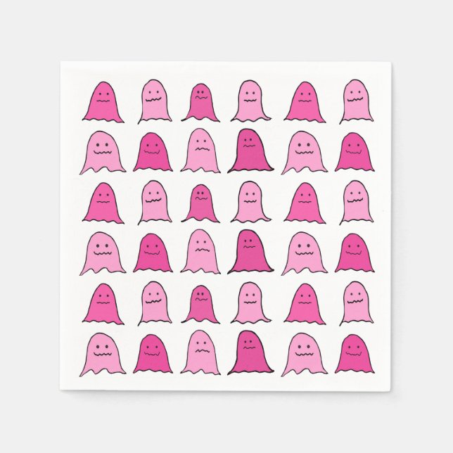 Pink Halloween Ghosts Napkins (Front)