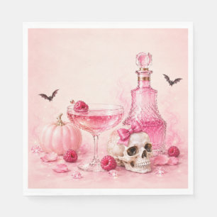 Pink Halloween Girls Night Boo Ze Cocktail Party Napkins