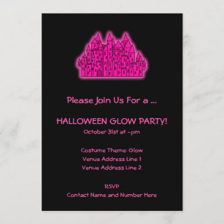 Pink Halloween Glow Party Invitation