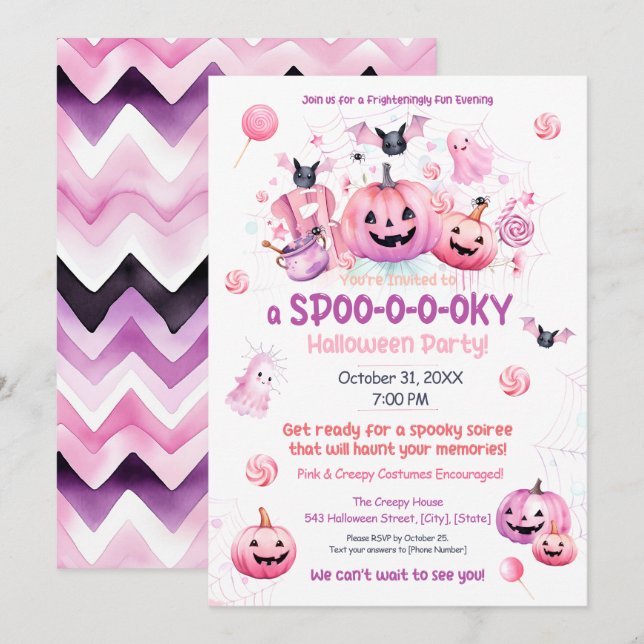 Pink Halloween Invitation (Front/Back)