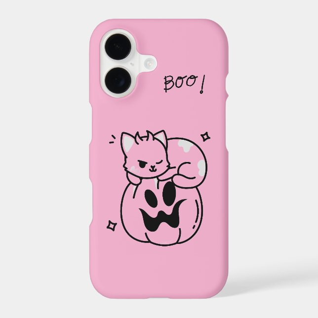 Pink Halloween iPhone 17 Case with Cute Cats  (Back)